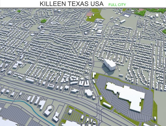killeen city texas usa 25km Modelo 3D .c4d .max .obj .3ds .fbx .stl .blend 