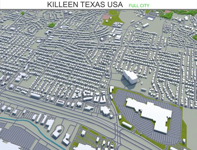 killeen city texas usa 25km 3D Model .c4d .max .obj .3ds .fbx .stl .blend 
