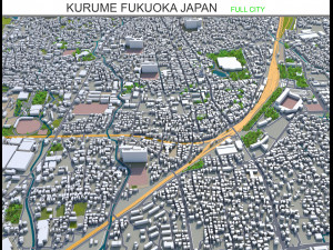kurume city fukuoka japan 50km 3D Model