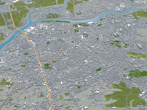 kurume city fukuoka japan 50km 3D Model