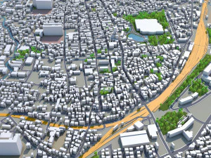 kurume city fukuoka japan 50km 3D Model