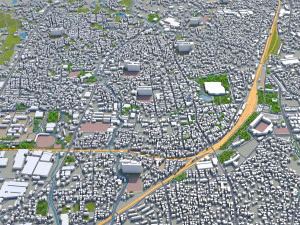 kurume city fukuoka japan 50km 3D Model