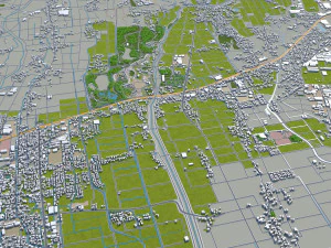 kurume city fukuoka japan 50km 3D Model