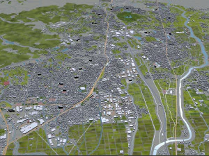 kurume city fukuoka japan 50km 3D Model