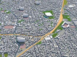 kurume city fukuoka japan 50km 3D Model
