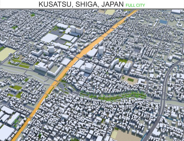 kusatsu shiga city japan 20km Model 3D .c4d .max .obj .3ds .fbx .stl .blend 
