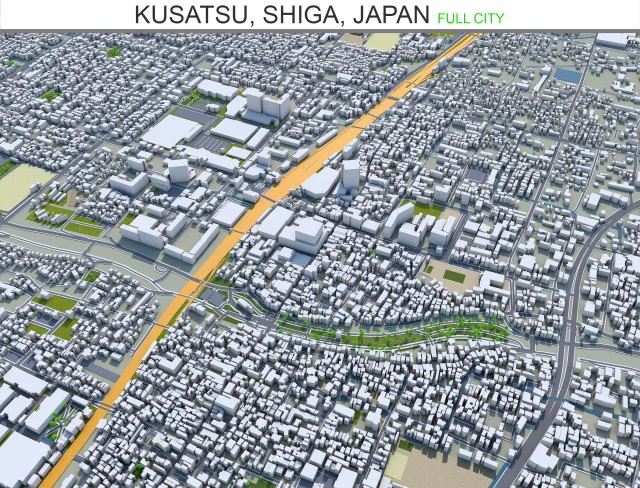 kusatsu shiga city japan 20km 3D Model .c4d .max .obj .3ds .fbx .stl .blend 