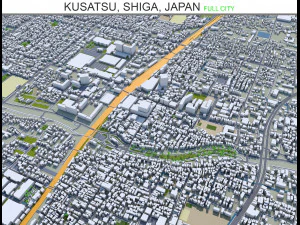 Кусацу Сига, город Япония, 20 км 3D Модель