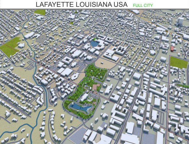 lafayette city louisiana usa 25km Modello 3D .c4d .max .obj .3ds .fbx .stl .blend