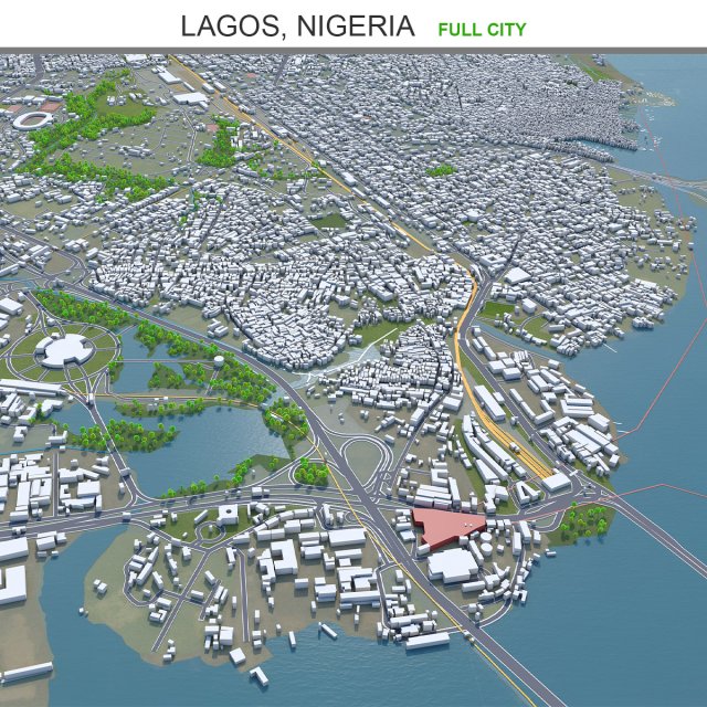 Lagos city nigeria 60km 3D 模型 .c4d .max .obj .3ds .fbx .stl .blend