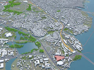 लागोस शहर नाइजीरिया 60 किमी 3D मॉडल