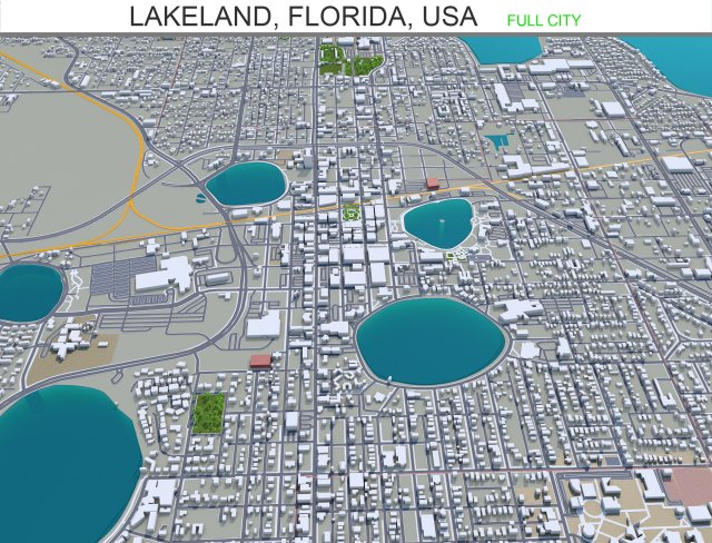 lakeland city florida usa 30km 3D-Modell .c4d .max .obj .3ds .fbx .stl .blend 
