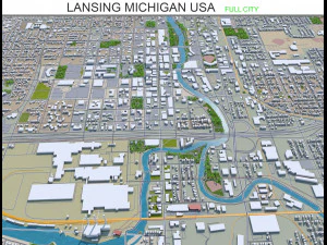Lansing, Michigan, USA, 30 km 3D Modell