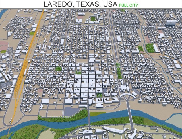 laredo city texas usa 60km 3D 模型 .c4d .max .obj .3ds .fbx .stl .blend