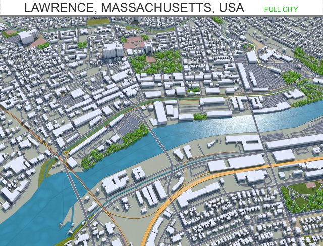 lawrence city massachusetts usa 20km Modèle 3D .c4d .max .obj .3ds .fbx .stl .blend 