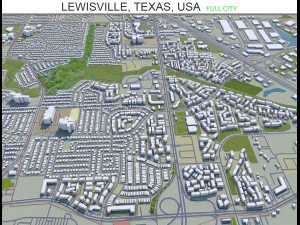 루이스빌 시티 텍사스 미국 25km 3D 모델
