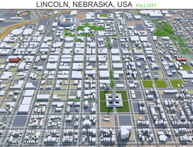 lincoln city nebraska usa 35km 3D Model .c4d .max .obj .3ds .fbx .stl .blend