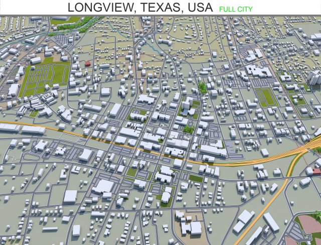 longview city texas usa 30km 3D Model .c4d .max .obj .3ds .fbx .stl .blend 