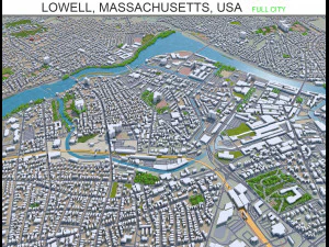 미국 매사추세츠 로웰 시티 20km 3D 모델