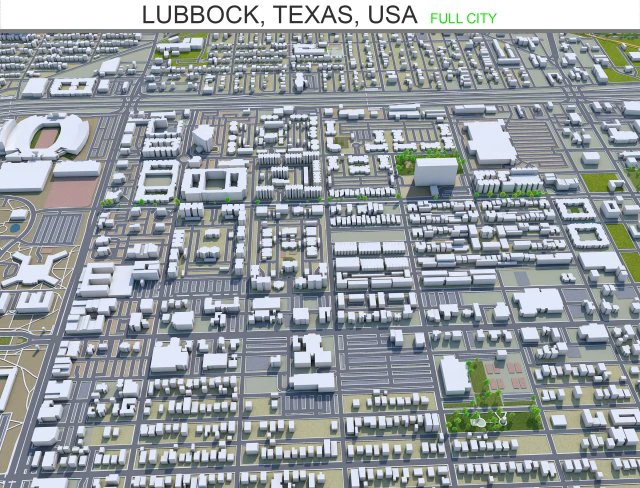 lubbock city texas usa 30km 3D Model .c4d .max .obj .3ds .fbx .stl .blend 