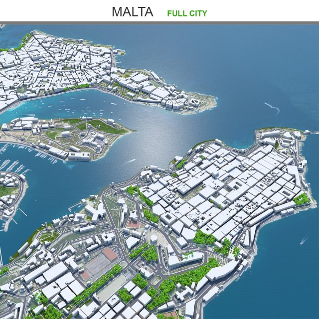 Malta city 50km 3D 모델 .c4d .max .obj .3ds .fbx .stl .blend 