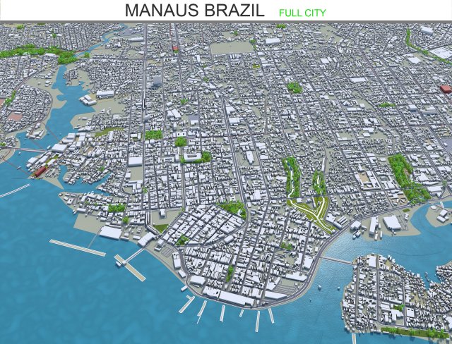 manaus city brazil 40km 3D Model .c4d .max .obj .3ds .fbx .stl .blend 