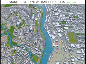 Manchester City, New Hampshire, USA 30 km 3D Modell