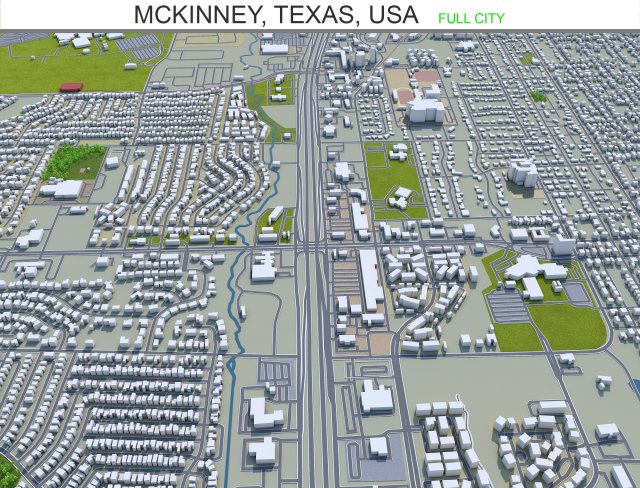 mckinney city texas usa 20km 3D 모델 .c4d .max .obj .3ds .fbx .stl .blend 