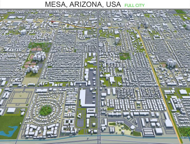 mesa city arizona usa 50km 3D Model .c4d .max .obj .3ds .fbx .stl .blend 
