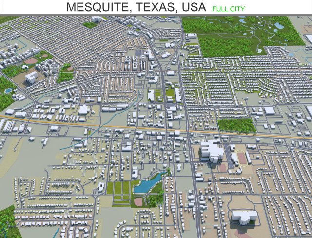 mesquite city texas usa 30km 3D Model .c4d .max .obj .3ds .fbx .stl .blend
