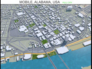 モバイルシティ アラバマ州 米国 40km 3Dモデル
