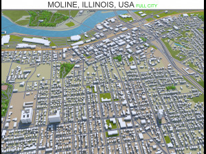 moline city illinois usa 20km 3D 모델