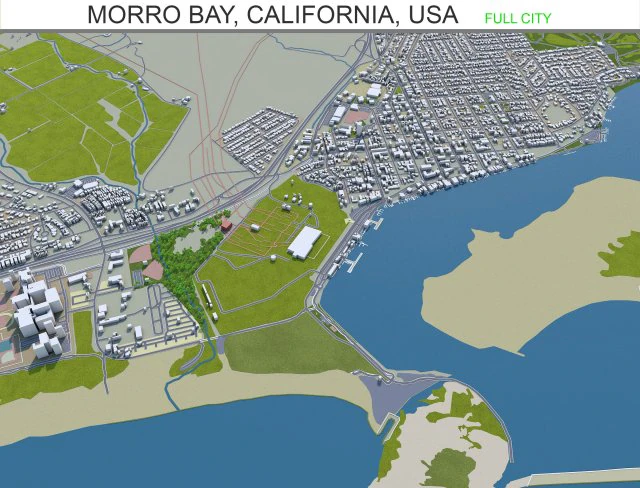 morro bay city california usa 15km 3D Model .c4d .max .obj .3ds .fbx .stl .blend 