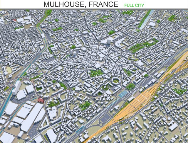 mulhouse city france 20km Modèle 3D .c4d .max .obj .3ds .fbx .stl .blend