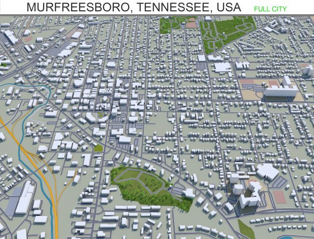 murfreesboro city tennessee usa 30km Modello 3D .c4d .max .obj .3ds .fbx .stl .blend 