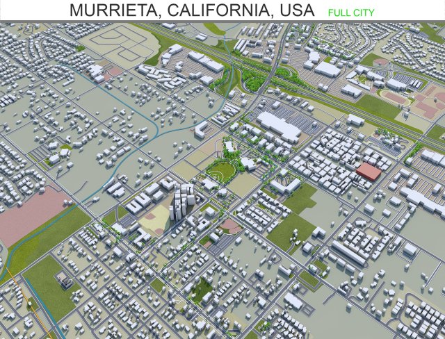 murrieta city california usa 20km 3D Model .c4d .max .obj .3ds .fbx .stl .blend 