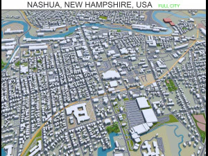 citt&agrave; di nashua, new hampshire, usa, 20 km Modello 3D