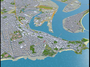 cidade de Newcastle Austr&aacute;lia 20 km Modelo 3D