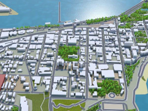cidade de Newcastle Austr&aacute;lia 20 km Modelo 3D