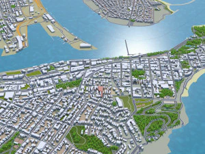 cidade de Newcastle Austr&aacute;lia 20 km Modelo 3D