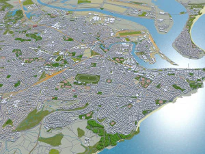 cidade de Newcastle Austr&aacute;lia 20 km Modelo 3D