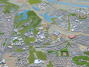 cidade de Newcastle Austr&aacute;lia 20 km Modelo 3D