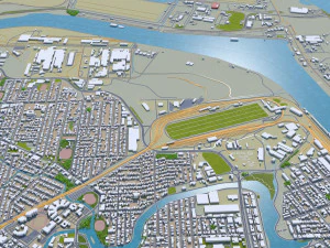 cidade de Newcastle Austr&aacute;lia 20 km Modelo 3D