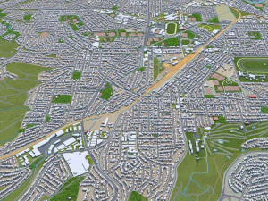 cidade de Newcastle Austr&aacute;lia 20 km Modelo 3D