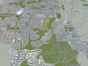 cidade de Newcastle Austr&aacute;lia 20 km Modelo 3D