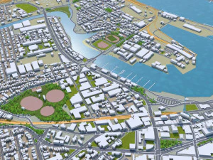 cidade de Newcastle Austr&aacute;lia 20 km Modelo 3D
