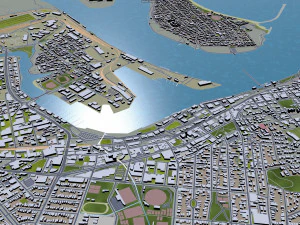 cidade de Newcastle Austr&aacute;lia 20 km Modelo 3D