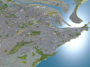 cidade de Newcastle Austr&aacute;lia 20 km Modelo 3D