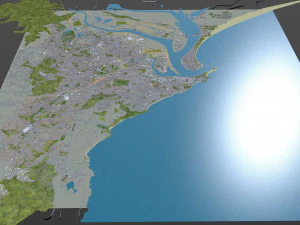 cidade de Newcastle Austr&aacute;lia 20 km Modelo 3D