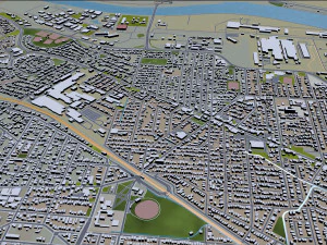 cidade de Newcastle Austr&aacute;lia 20 km Modelo 3D